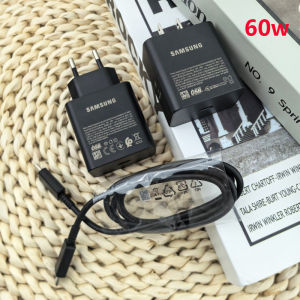 Samsung | SAMSUNG 60W PD USB C Fast Charger EU/US QC PD 3.0 Quick Charge Wall Adapter For Galaxy S26+ Z Fold Flip 8 7 6 A57 &1M 5A Cable