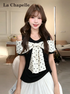 La Chapelle | Bowler Tie Polka Dot Short Sleeve T-Shirt Women