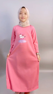 CF Kids Gamis Anak Perempuan DTF Hana Pink Baju Muslim