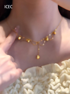 Double Layered Gold Heart Tassel Pendant Necklace Korean Style for Skirts And Dresses Student Party Fresh out Fashion Jewelry