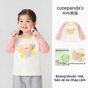 CUTEPANDAS | Áo Thun Tay Dài Trẻ Em Hình Cartoon Mùa Xuân Thu Phong Cách Thường Ngày
