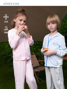 Aimix New 2023 Summer Childrens Air Conditioning Clothing Long Sleeve Hoodie Polyester Nylon Fabric Sun Protection Tech Shirt Boys Girls