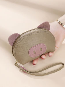 Lightweight Genuine Leather Coin Purse Key Holder Two-In-One Female Wallet Cute Soft Leather Silver Coin Bag Travel Gear