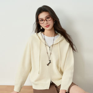 SEIFINI | Cloud-like Hooded Knit Cardigan Removable Fur Collar