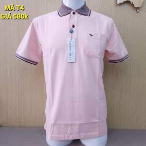 Áo thun có cổ nam việt tiến 100% cotton màu trơn