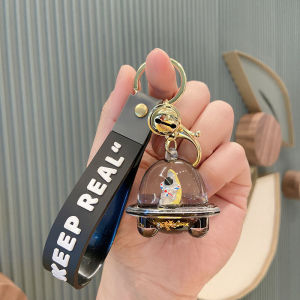 Astronaut Floating Sand Acrylic Keychain Cute Creative Key Holder Liquid Filled Space Theme Key Clip Artistic Floating Design
