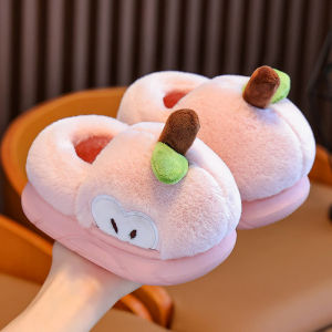 Thick Velvet Cotton Slippers for Children Warm Home Shoes with Back Heel for Boys And Girls Baby Walking Shoes Autumn Winter