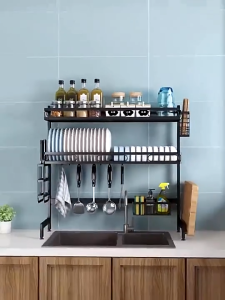 Kitchen sink 2-layer storage rack counter bowl tray storage rack Multi-functional dish drain rack