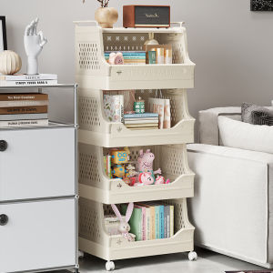 JustLiving Mutli-Functional Shelf Cabinet with wheels Multi-Tier Laundry Basket with Hanging Rack and Basket Hamper Kitchen storage CartStackable Storage Organize Open FrontDirty Clothes HamperPlastic laundry room organization