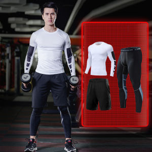 Mens Training Sportswear Set Gym Fitness Compression Tracksuit Suit Jogging Tight Sports Wear Clothes Dry Fit Leggings