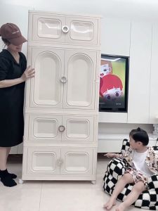 Goody Foldable Storage Cabinet for Clothes Plastic Storage Cabinet Transparent Storage Cabinet With Wheels