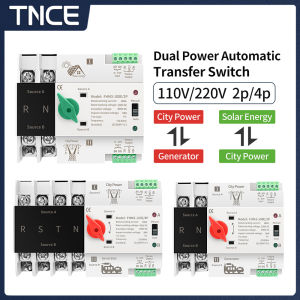 TNCE Din Rail ATS PV 2P 4P AC 110V-230V Dual Power Automatic Transfer Switch Electrical Selector Switches Uninterrupted Power