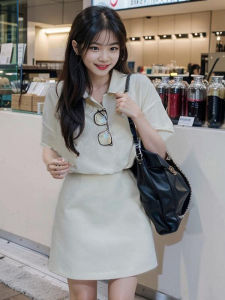 Summer New Style Polo Neck T-Shirt Dress Loose Slimming High Waist Short Skirt Casual Sporty Comfortable Korean Version Dress