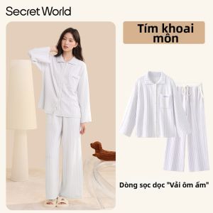Secret World | Bộ pijama cô dâu màu đỏ chất liệu flannel