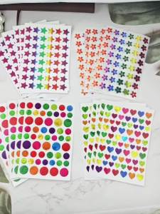 Kids Reward Sticker Stars Flowers Hearts Dots Sparkly Holographic Stickers Behavior Chart School Student Supplies DIY Decoration
