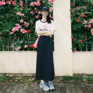 High- Vòng Eo Chấm Bi Dáng Chữ A Chân Váy Midi Dành Cho Phụ Nữ Hình Quả Lê Mùa Hè Mới Cỡ Lớn Big Girls High Vòng Eo Dáng Chữ A Dài Váy S