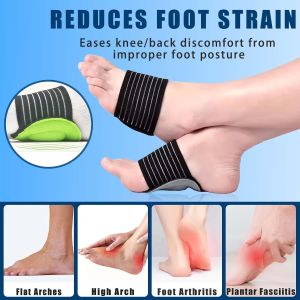 INEOO เบาะรองนั่งโค้งพร้อมแผ่นซิลิโคน1คู่ปลอกพยุงซุ้มเท้าสีเขียวสำหรับแบนและล้มโค้งส้นเท้าโก่งสูงดูแลเท้าบรรเทาอาการปวดเท้าสำหรับผู้ใหญ่