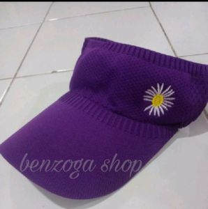 Topi Visor Rajut Polos Bunga Topi Pantai Ponytail Topi Golf Anti UV Flower Korea Topi Senam Wanita Korea