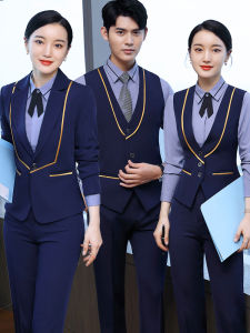 ผู้หญิง Professional เสื้อกั๊ก ชุด Air Stewardess Uniform แผนกต้อนรับโรงแรม Beauty Therapist Ktv แคชเชียร์ ฤดูใบไม้ร่วง ฤดูหนาว Workwear