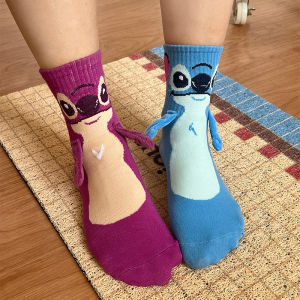 Disney Stitch Magnet Hand In Hand Sock Cartoon Fun Fashion Soft Comfortable Creative Adults children Christmas stocking toy gift