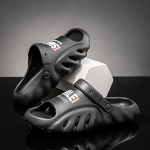 Mens Summer Thick Bottom Sandals Outdoor Anti-Slip Beach Sports Slippers Soft Sole One-Strap Casual Slip-On Shoes EVA Material