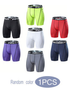 Random color 1 pack Mens sports Elastic tight pants Quick-drying and breathable Fitness Training Cycling shorts