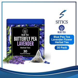 Blue Tea - Butterfly Pea Flower Lavender Tea - 30 Pyramid Tea Bags | Caffeine Free SITICS