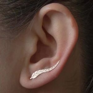 2026 Vintage Exquisite Golden Leaf Earrings Modern Beautiful Feather Ear Stud Earrings For Women Fashion Jewelry Gifts