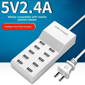 10 Port USB Charger Station Quick Charging HUB Direct Wall Charger 2A Smart Shunt Plug 5V / 2A