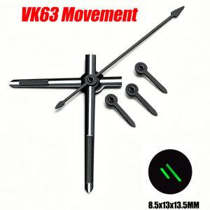 Hot VK63 Watch Hands Quartz Green Luminous 6-Hands Fit VK63 Automatic Movement Black Watch Needle Accessories
