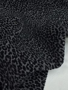Thick Pure Cotton Velvet Fabric Leopard Print Coat Dress Spring Autumn Half Skirt Designer Material Black Grey Outwear Gown