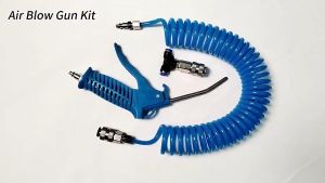 Air Duster Spray Blow Compressor Gun Set with 12 Meter Pneumatic PU Spring Coil Hose & T Quick Connector Mechanic Tool