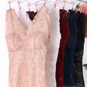 ＜1202＞  Plus-Sized Lace Long Vest Tube Top Padded Anti-Wardrobe Malfunction Base Womens Fashion plus Size Beauty Back Underwear