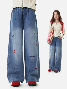 Hello Kitty | Quần Jeans Nữ Dạng Rộng Ống Đứng