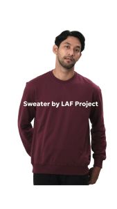 LAF Project - Sweater Pria Polos Crewneck Katun Fleece Premium
