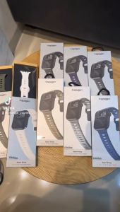 Premium Strap Apple Watch Spigen Rubber 45mm 44mm 42mm 41mm 40mm 38mm Series 1 2 3 4 5 6 7 8 SE Tali Sport Band iWatch SPG Silikon Silicone Jam Tangan Smart Watch Case