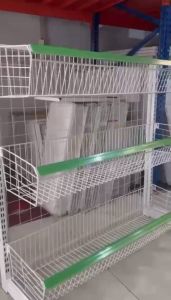 Kệ đơn giỏ mỳ siêu thị Cao 1m5 x dài 1m2 x 3 giỏ