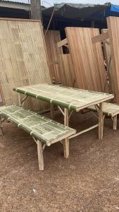 ชุดโต๊ะไม้ไผ่  โต๊ะกลาง1ตัว โต๊ะนั่ง2ตัว  ยาว160ซม. ได้3ตัวตามรูป รับประกันสินค้าตรงปก