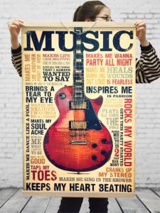 Modern Nordic Instagram Style Living Room Sofa Background Wall English Inspirational Guitar Decorative Painting Music Posters and Hanging Paintings