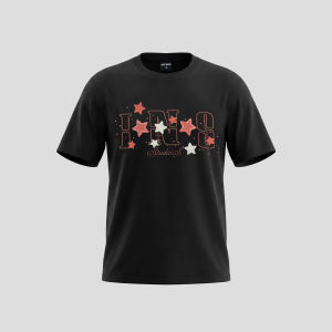 Couples American Style Sequin Star Embroidery Logo Loose T-shirt