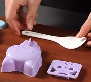 Cetakan Nasi Bento Set 3D Bentuk Kartun Kucing Kelinci Untuk Dekorasi Bento Sushi DIY