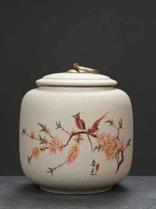 Large Size Ceramic Tea Leaf Storage Canister Moisture Proof Thick Earthenware Porcelain Vintage Chinese Style Tea Canister