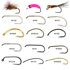 50PCS Classic Barb & Barbless Fishing Fly Hook Fly Tying Hook for Dry Fly Wet Fly Jig Nymphs Shrimp Nymph Caddis Streamer