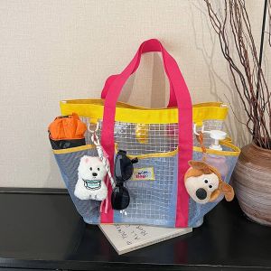 Dopamine Color Block Swimming Bag Fitness Sports PVC Handbag Large Capacity Tote Bag Womens Multi-Pocket Outdoor Functionality