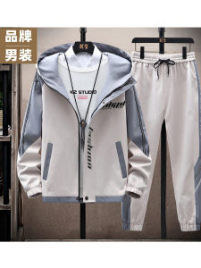 Mens Fashion Hooded Jacket Set Casual Windproof Long Pants Two-Piece Suit Autumn Winter New Arrival Quality Clothing