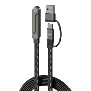 Fast Charging USB-A/Type-C Cable 1M With Foldable Phone Stand 2-in-1