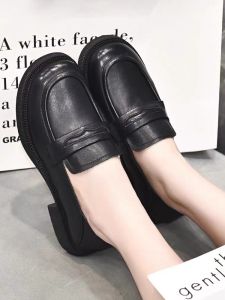 Comfortable round Toe Cowhide Leather Single Shoes Spring Season Versatile British Style Womens Footwear Low Heel Fashionable Flats