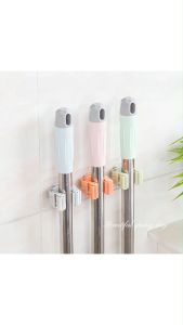 Home Wall Mounted Storage Rack Broom Mop Holder Bathroom Hanger Self Adhesive No Drilling Anti-Slip Broom Gripper