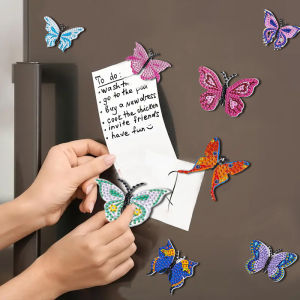 8 / DIY refrigerator Diamond painting kit Colorful butterfly diamond art refrigerator magnet wine cabinet bar locker