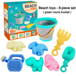 SG STOCK EmmAmy® 8pcs/Set Kids Beach Toys Outdoor Play with Sand Toys Contain Soft Plastic Folding Bucket